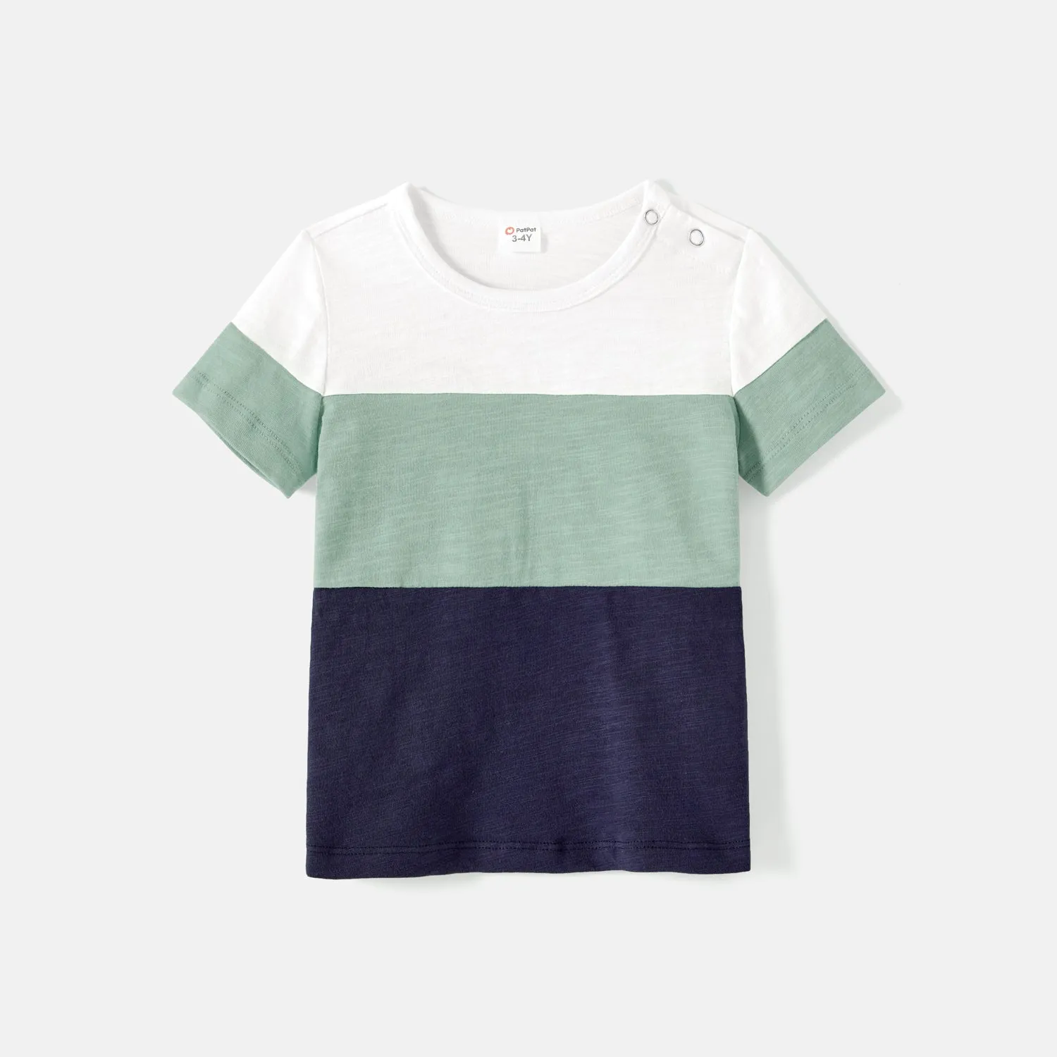 Family Matching Solid Cotton Button Front Drawstring Tank Dresses and Short-sleeve Colorblock T-shirts Sets