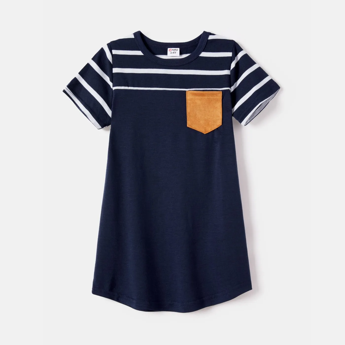 Family Matching Striped Spliced Dresses and Short-sleeve T-shirts Sets