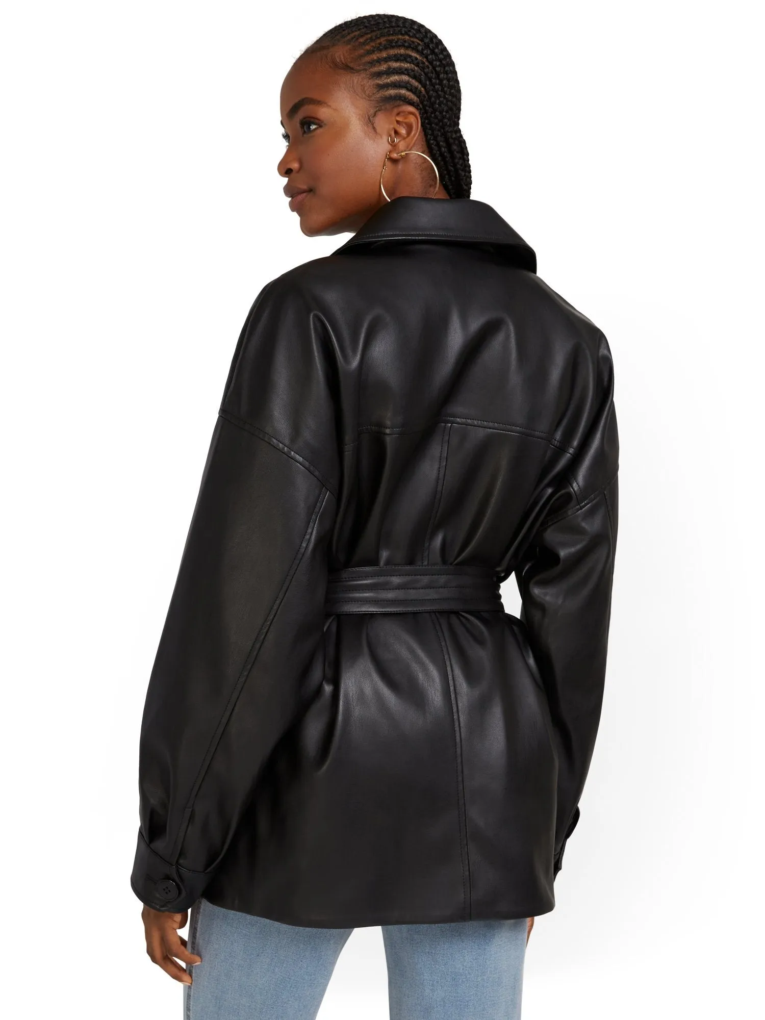Faux-Leather Tunic Shacket