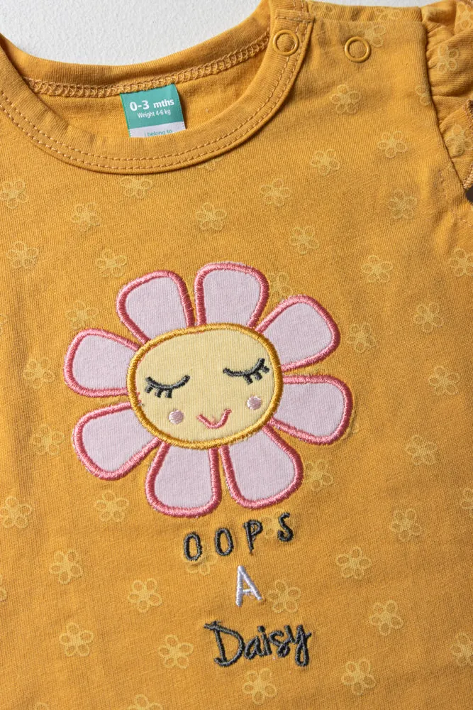 Flower Romper Set Girl Yellow