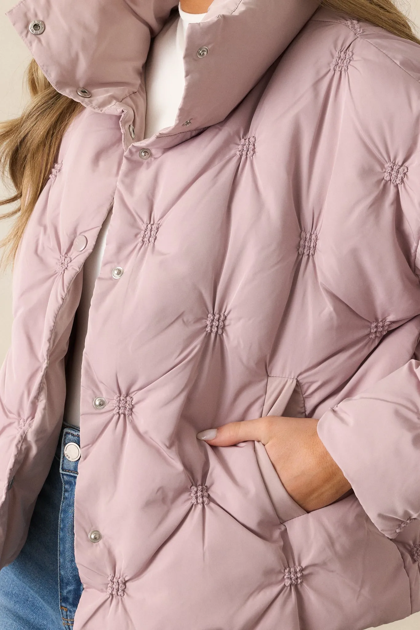 Forever Mine Mauve Mist Tufted Puffer Jacket