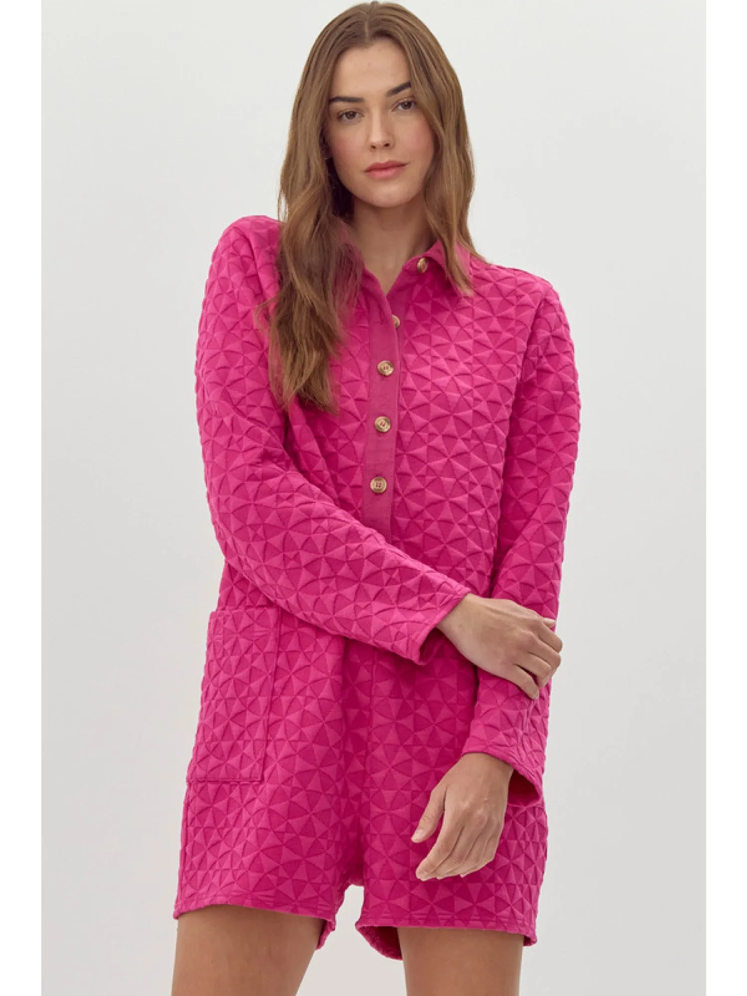 Fuchsia Textured Romper