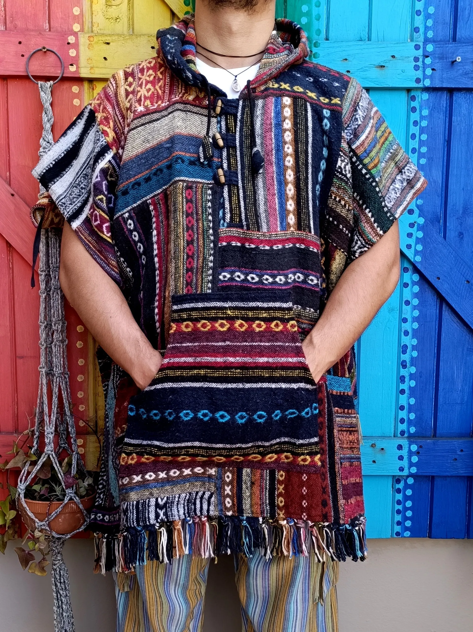 Funky Hippie Brushed Cotton Unisex Gheri Cotton Ponchos