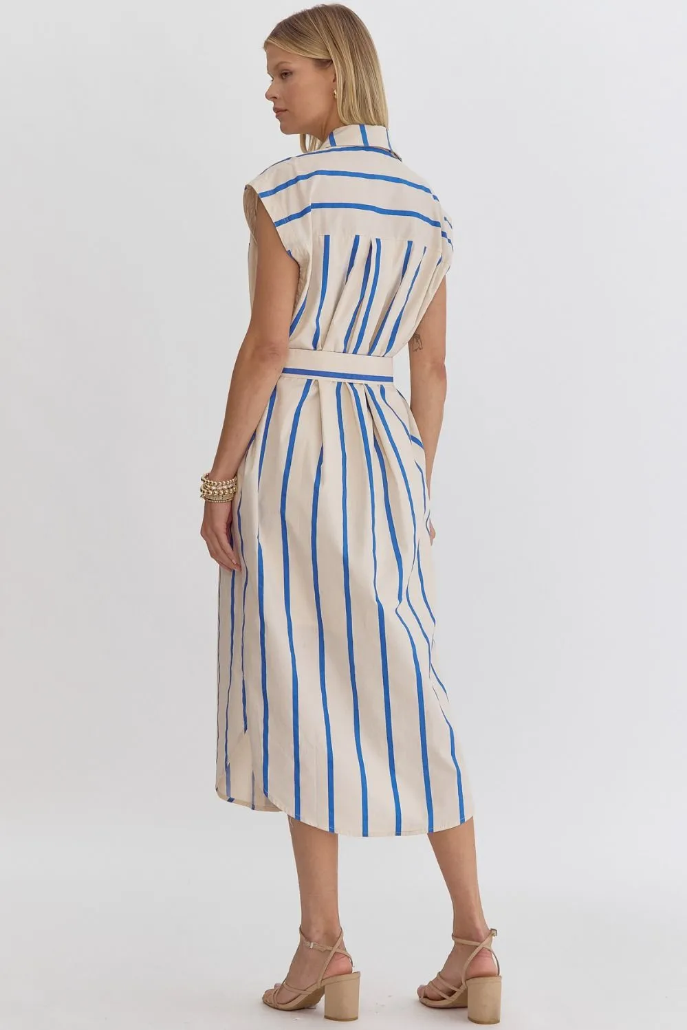 Georgina Blue Striped Midi Dress