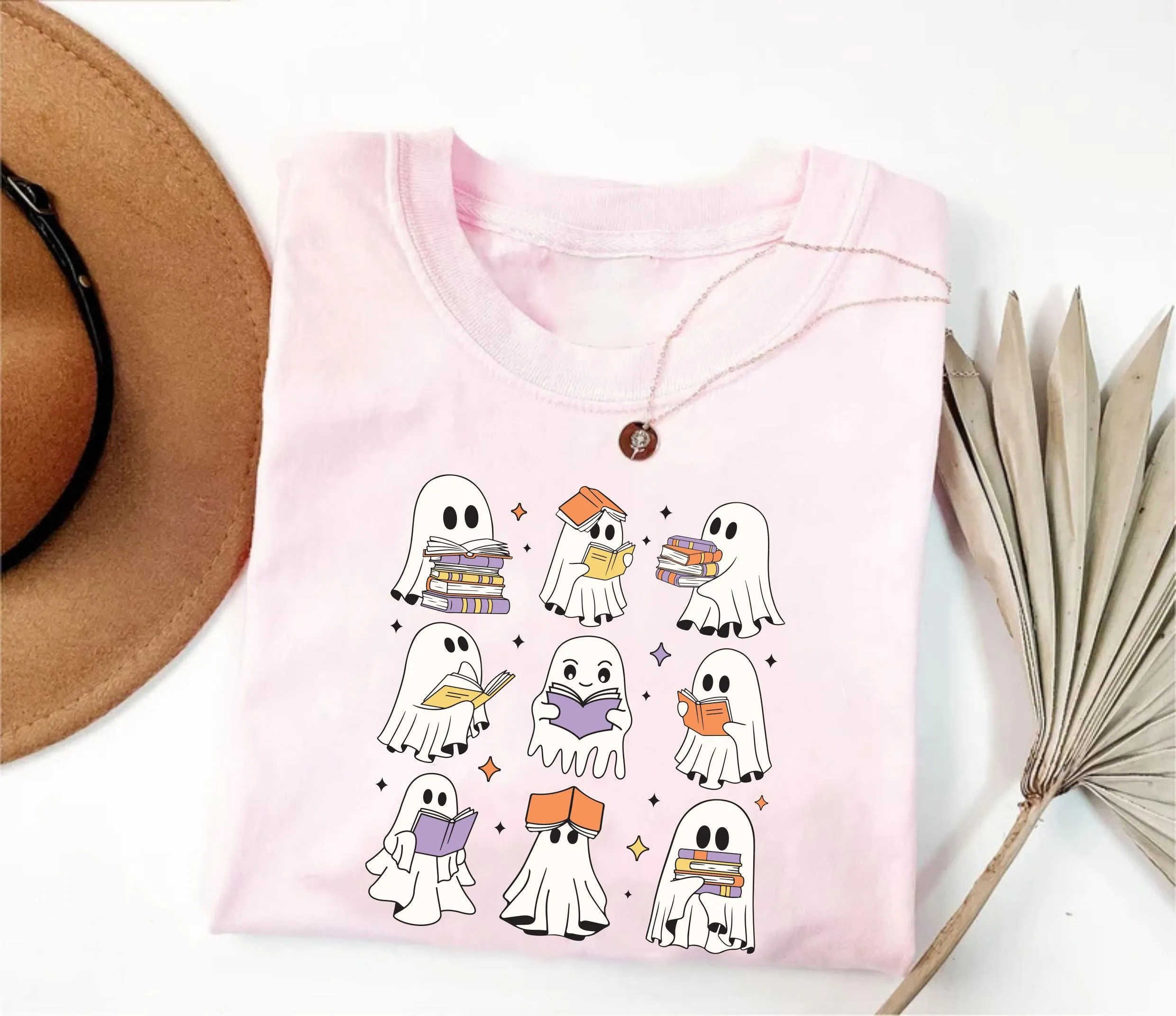 Ghost Reading Books Shirt, Halloween Book Lover Shirt, Spooky Season Tee, Teacher Librarian Halloween Gift, Bookish Halloween School Shirt