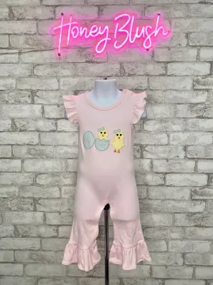 Girl's Hatching Chicks Applique Romper