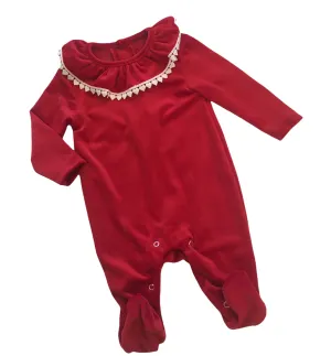Girls Red velvet baby romper