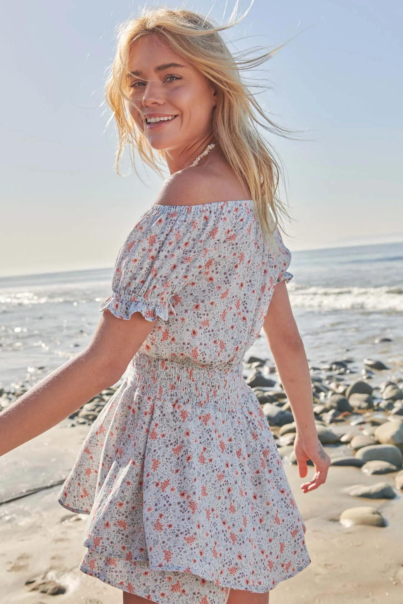 Glowing Up Floral Off Shoulder Skort Romper