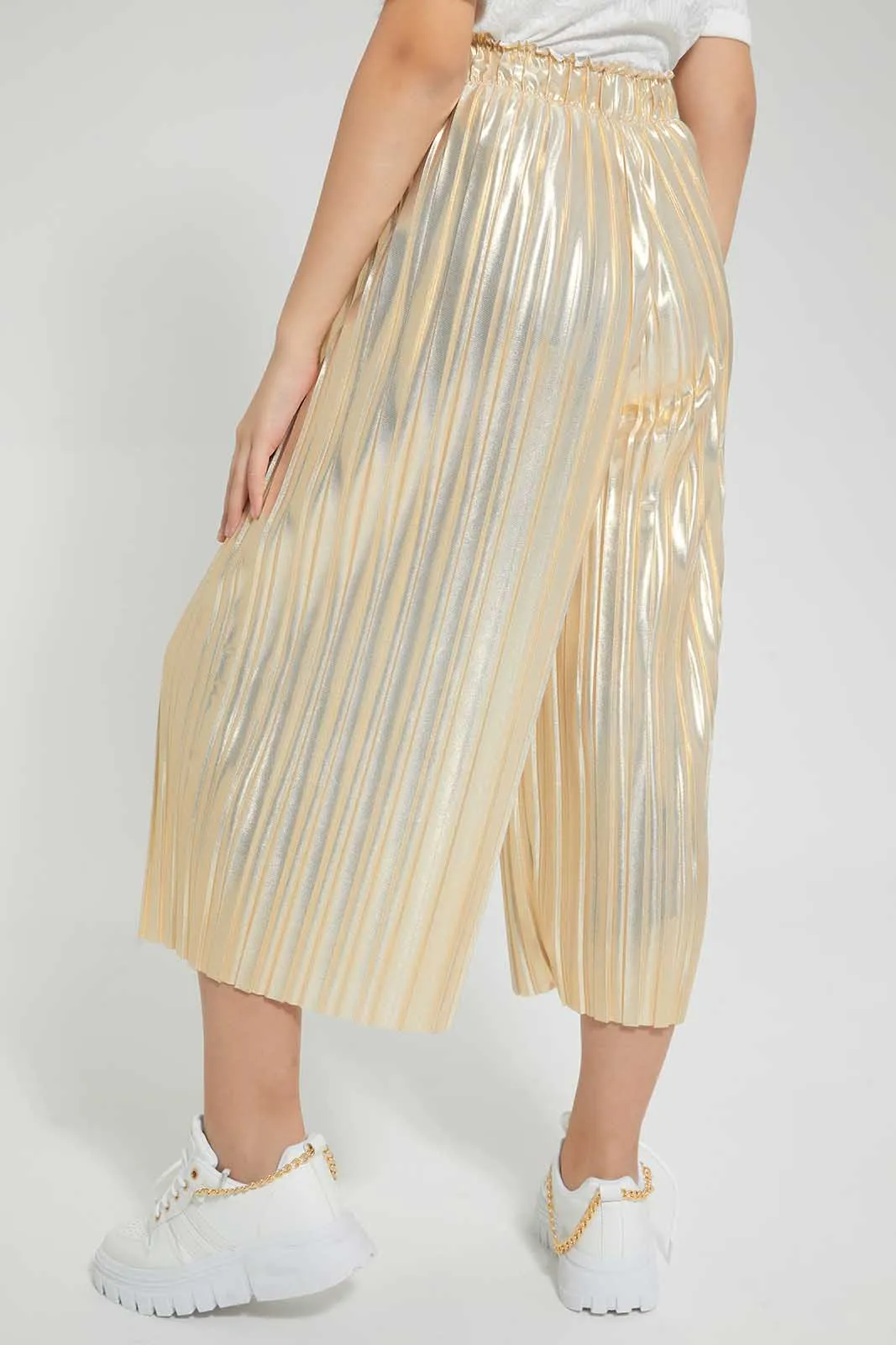 Gold Mettalic Pleated Culottes
