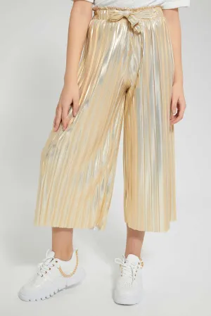 Gold Mettalic Pleated Culottes