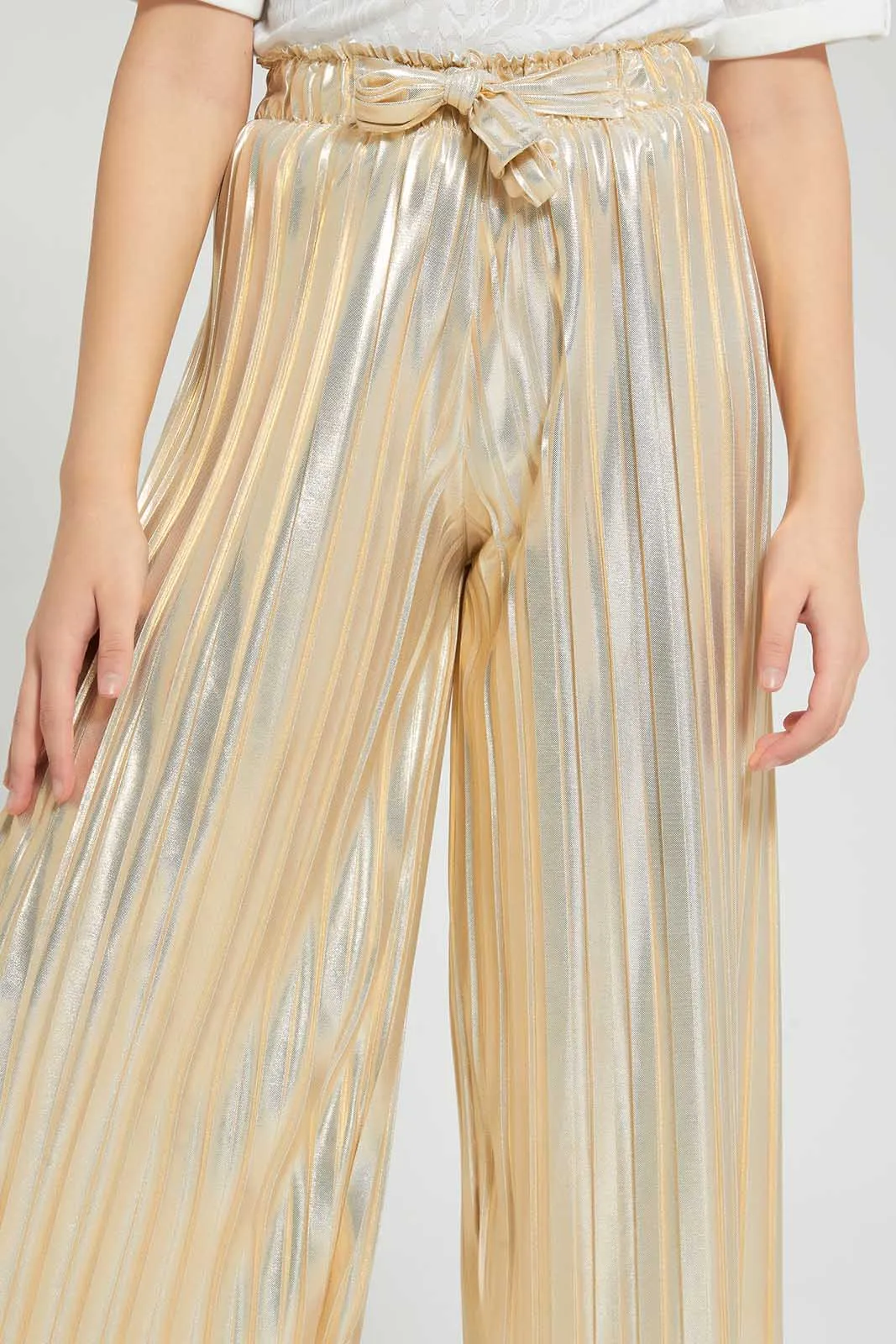 Gold Mettalic Pleated Culottes