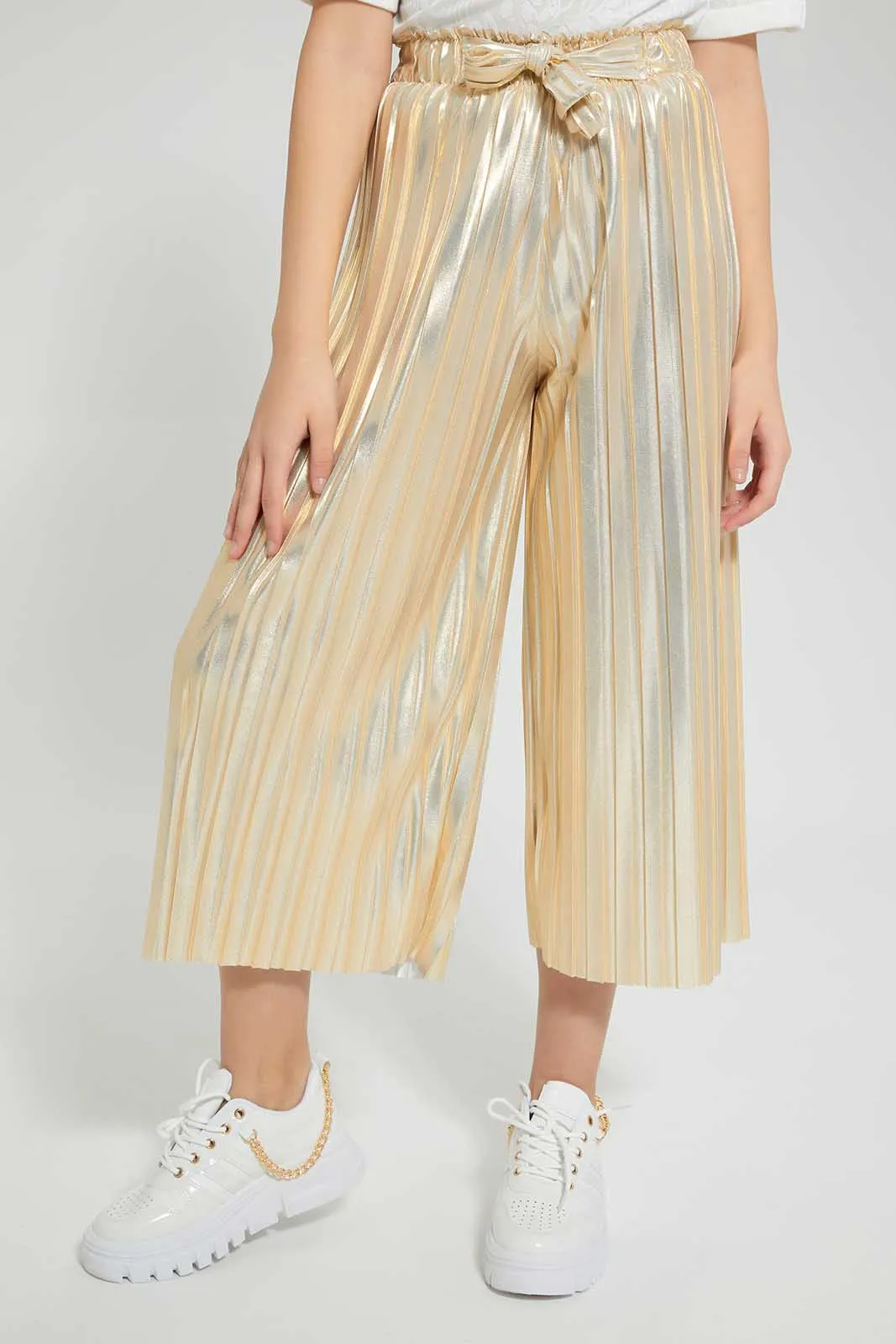 Gold Mettalic Pleated Culottes