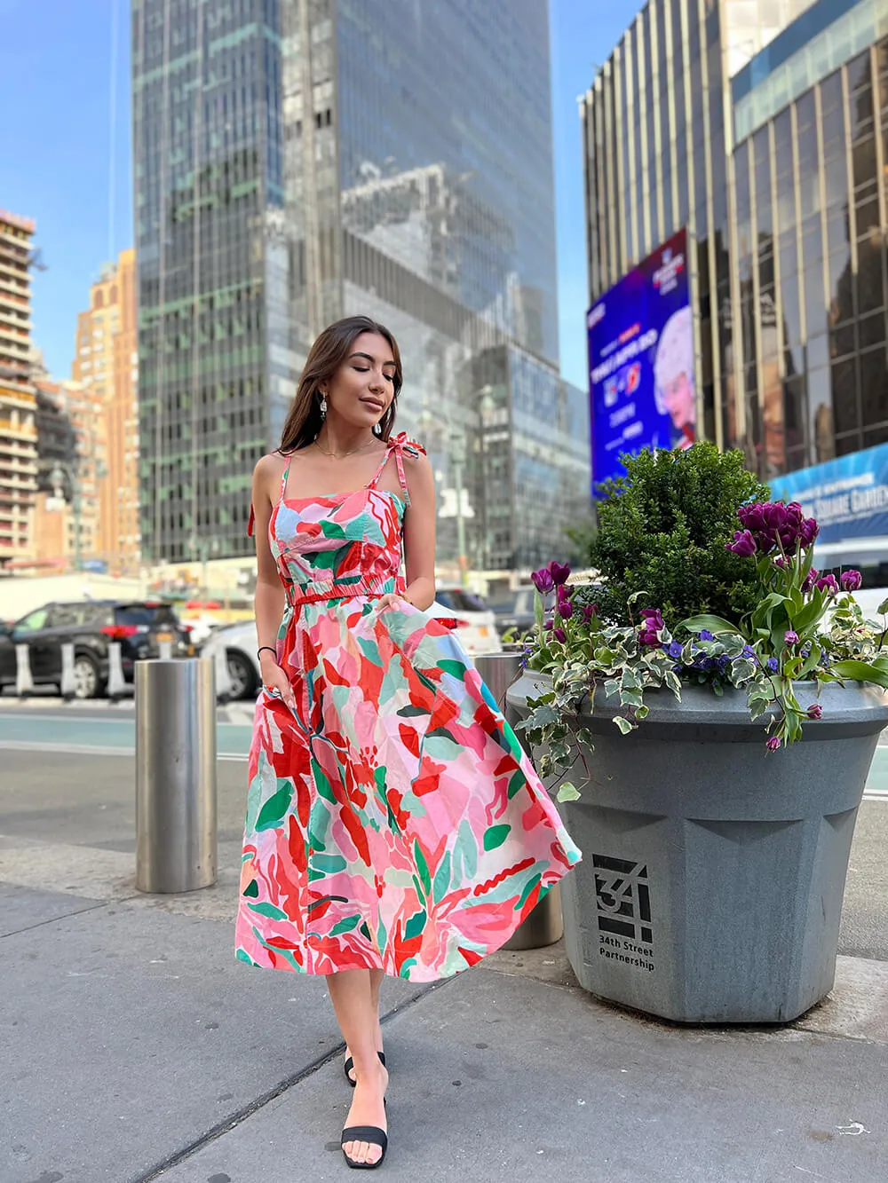 Grace Floral Cotton Sleeveless Midi Dress