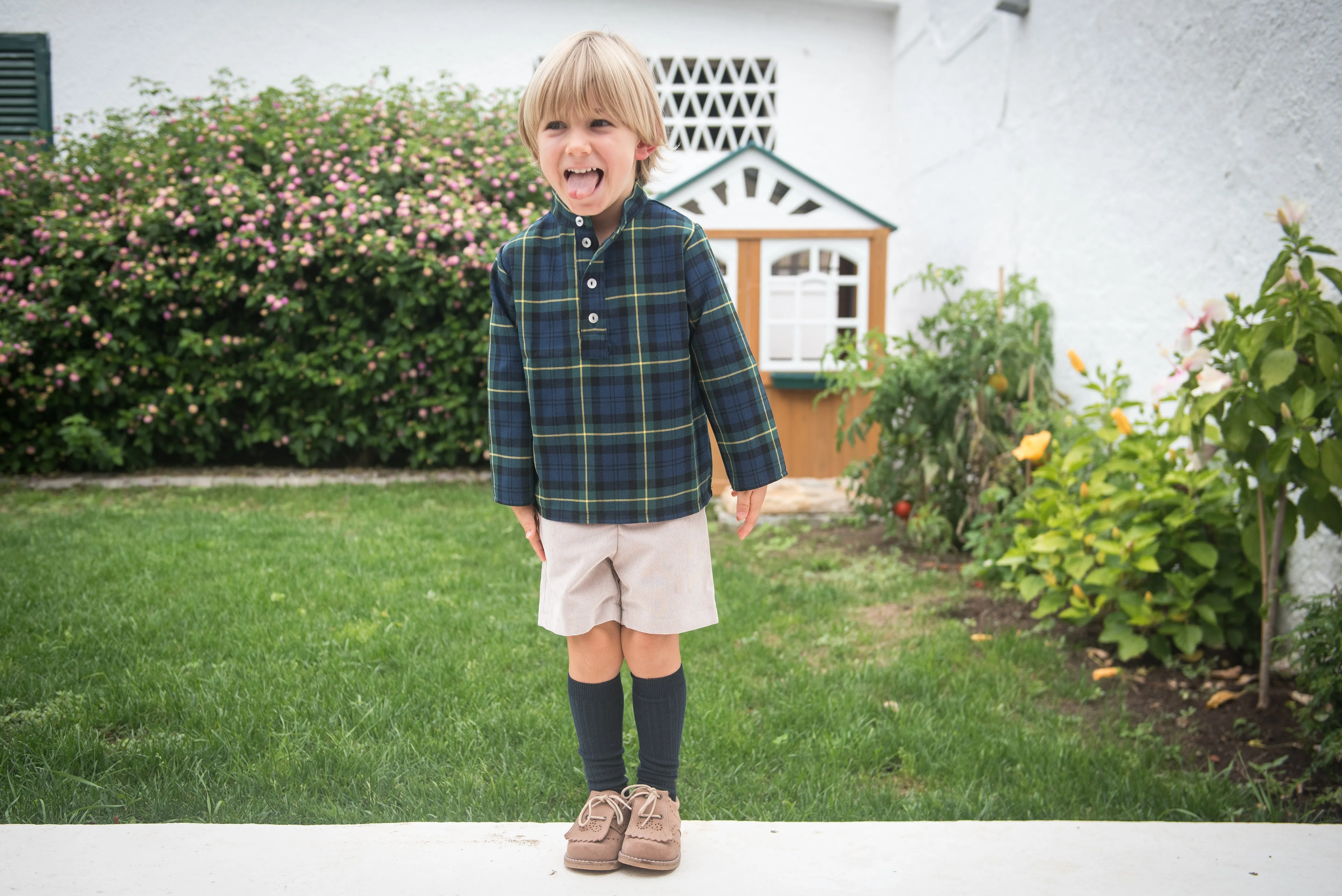 Green Plaid Shirt with Buttons