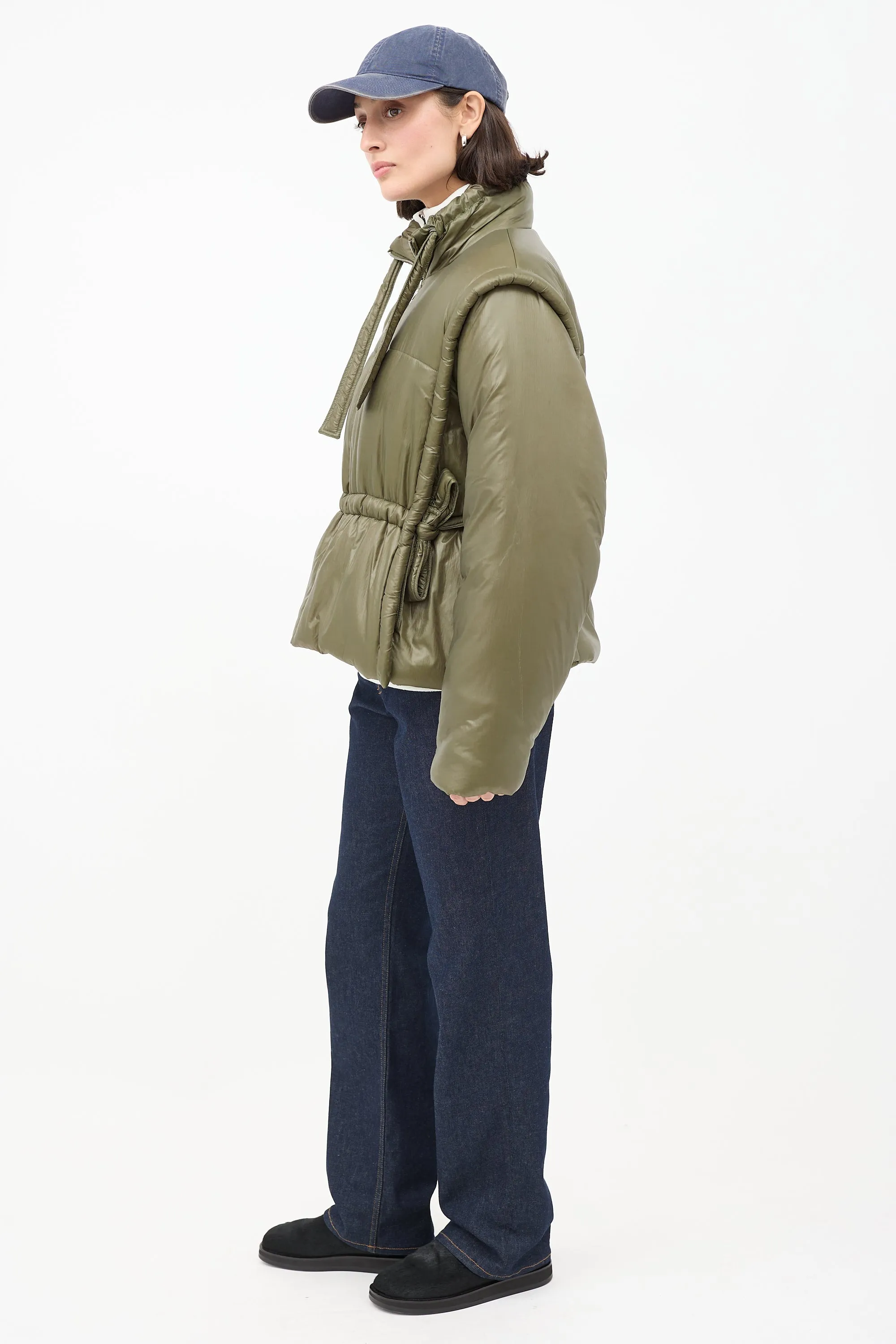 Green Tie Puffer Jacket