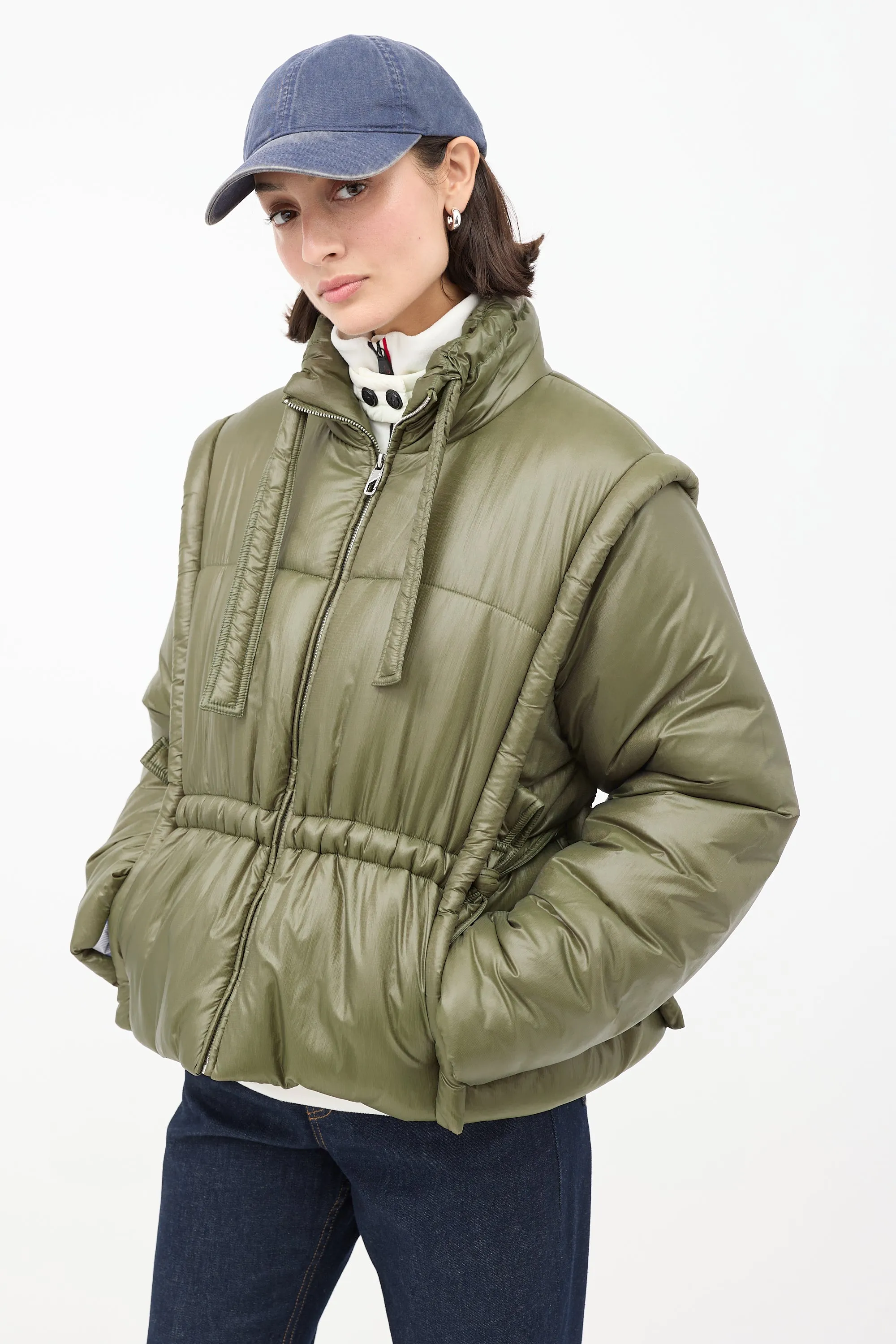 Green Tie Puffer Jacket
