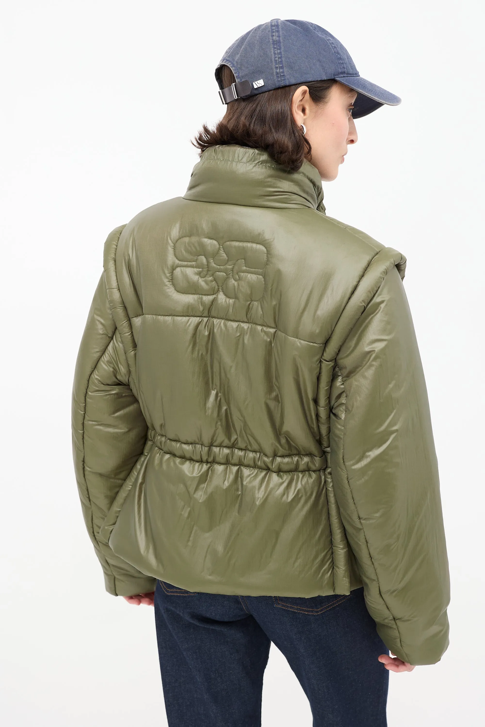 Green Tie Puffer Jacket