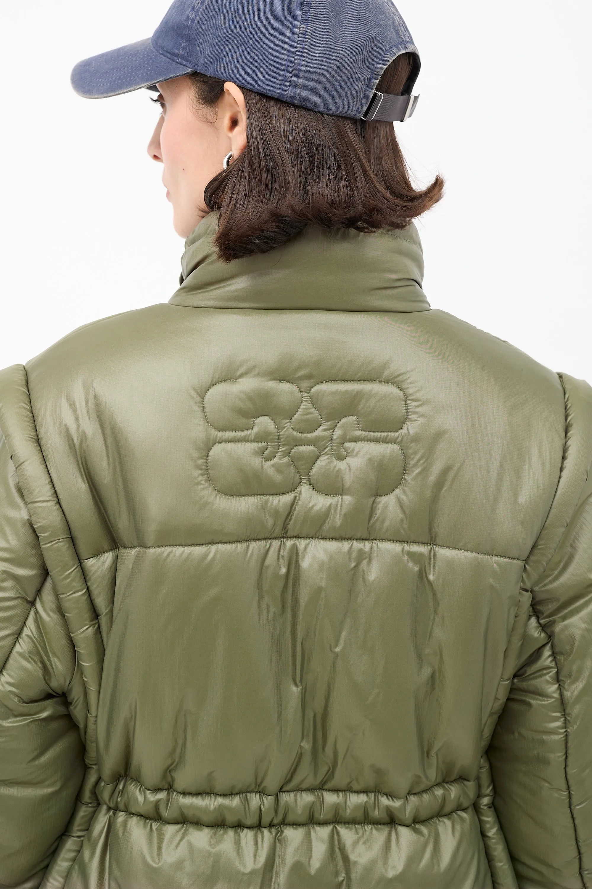 Green Tie Puffer Jacket