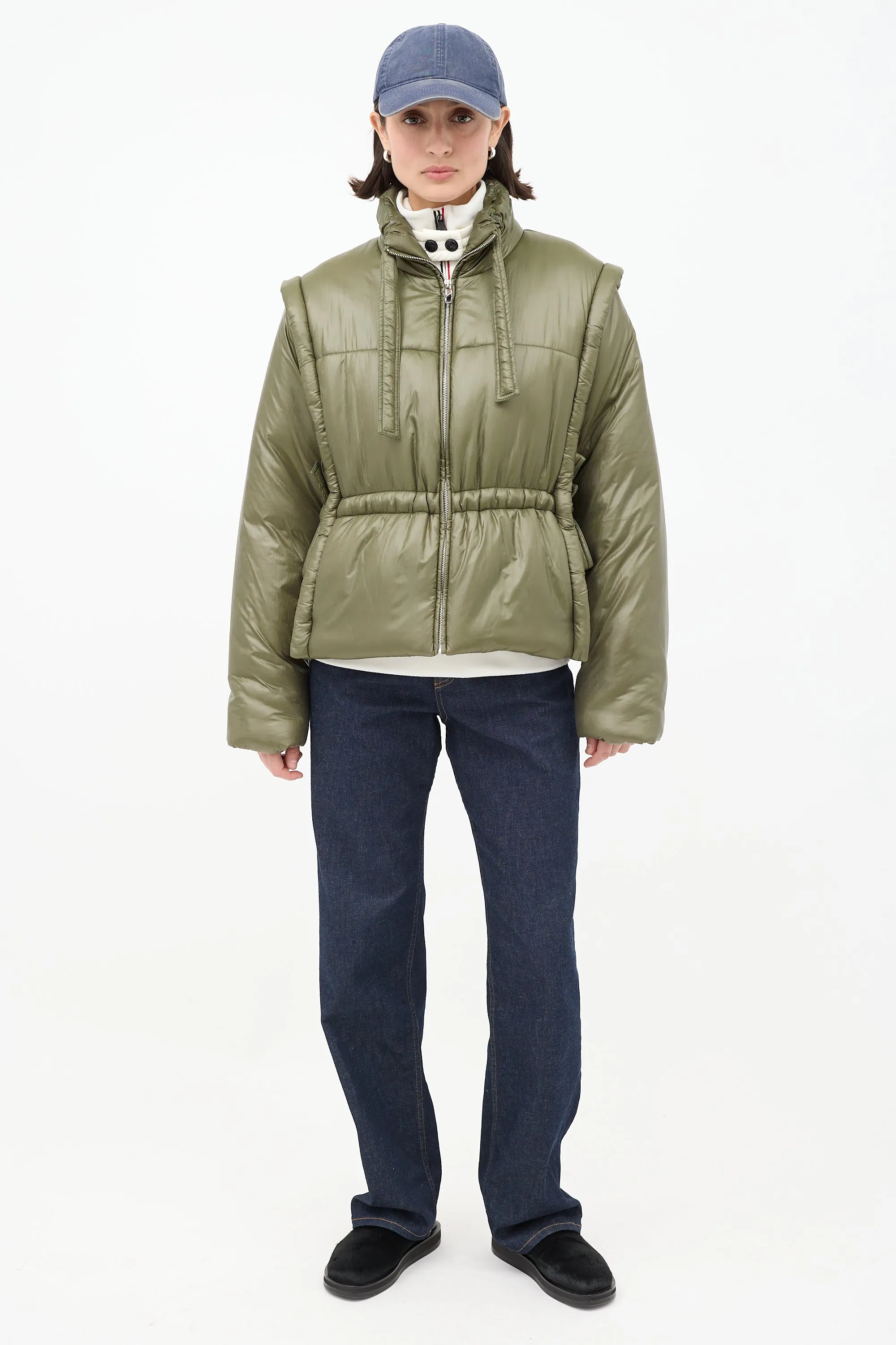 Green Tie Puffer Jacket