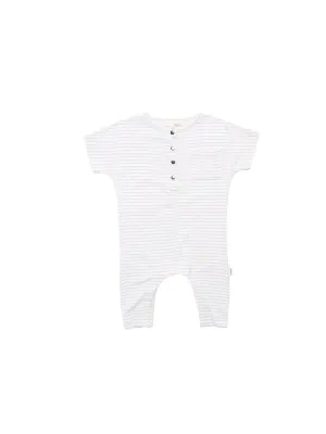 Greige O.G Bamboo Romper | Biscotti Stripe