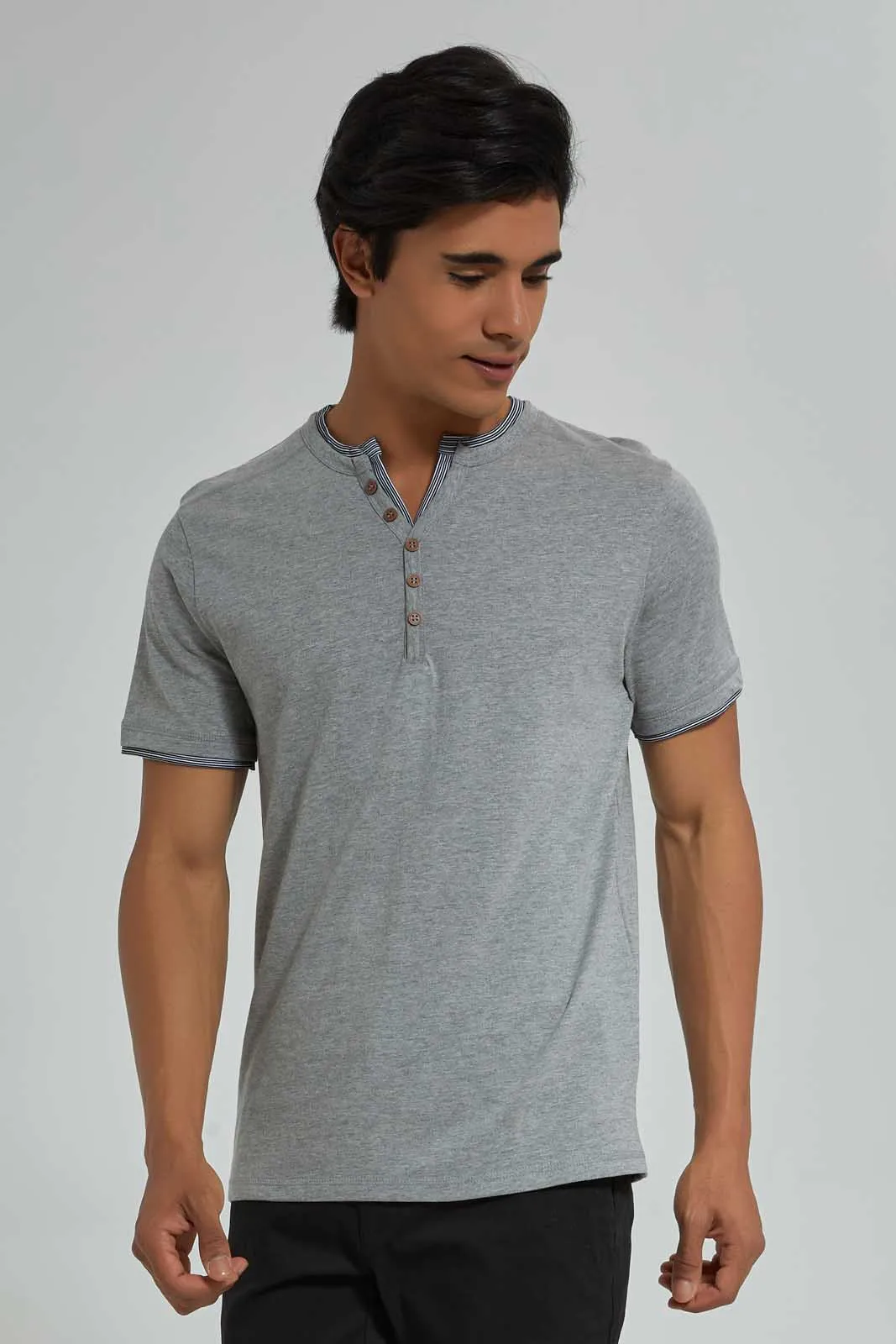 Grey Henley T-Shirt