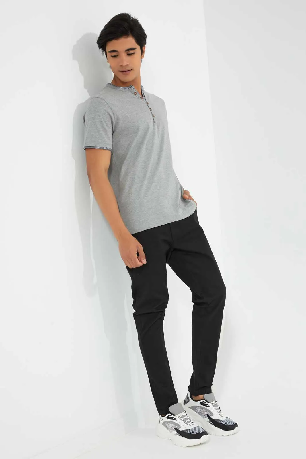 Grey Henley T-Shirt