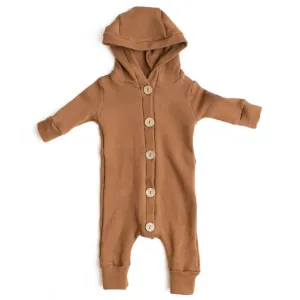 Gus   Steel Hooded Romper in Nutmeg