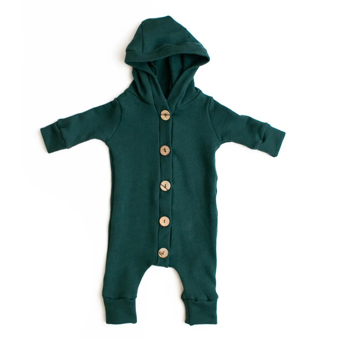 Gus   Steel Hooded Romper in Pine
