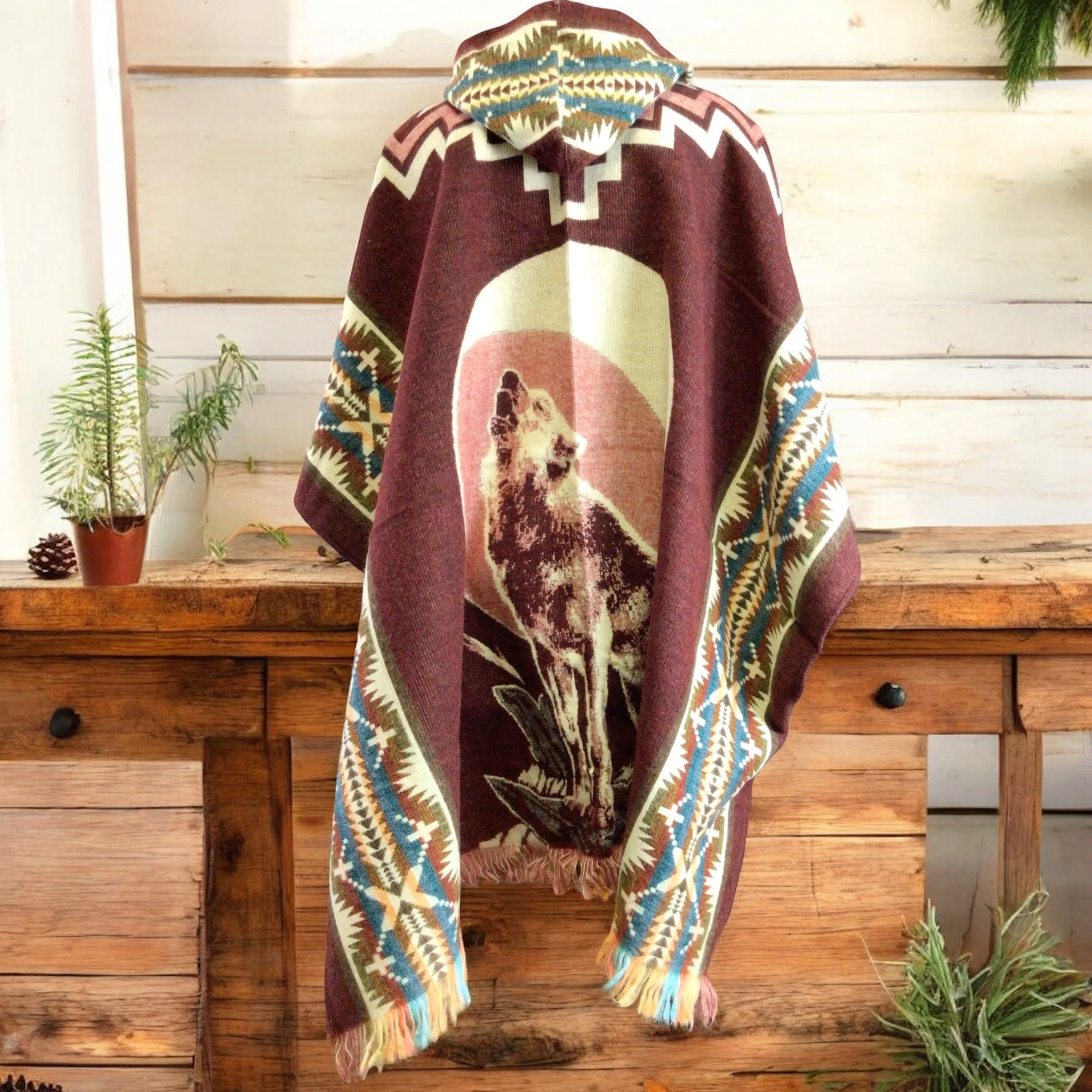 Handmade Ponchos red ( bear)