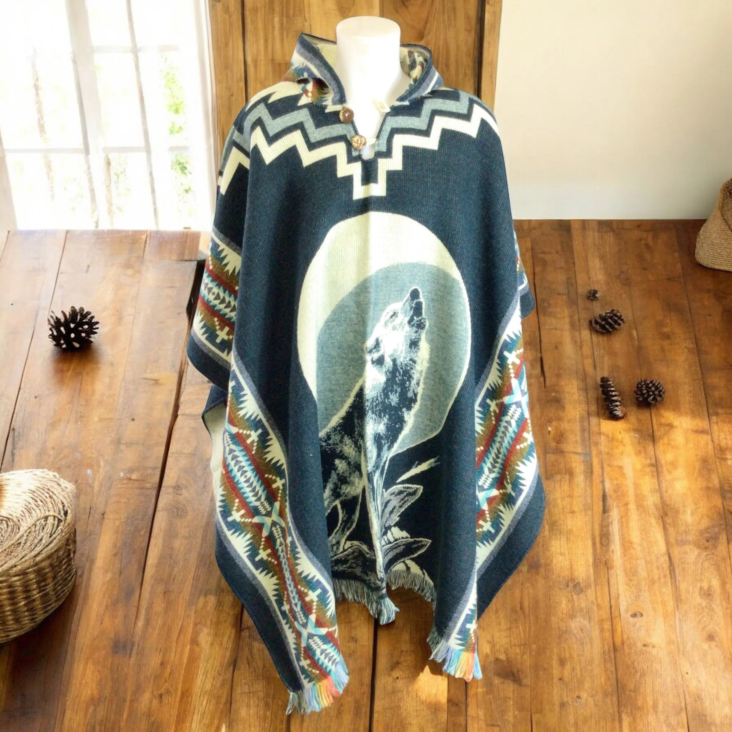 Handmade Ponchos red ( bear)