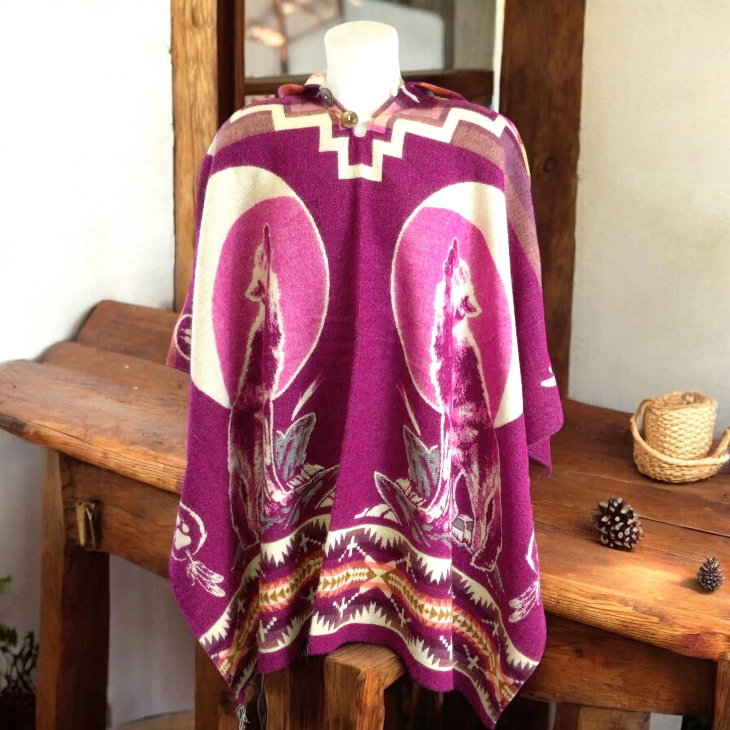 Handmade Ponchos red ( bear)