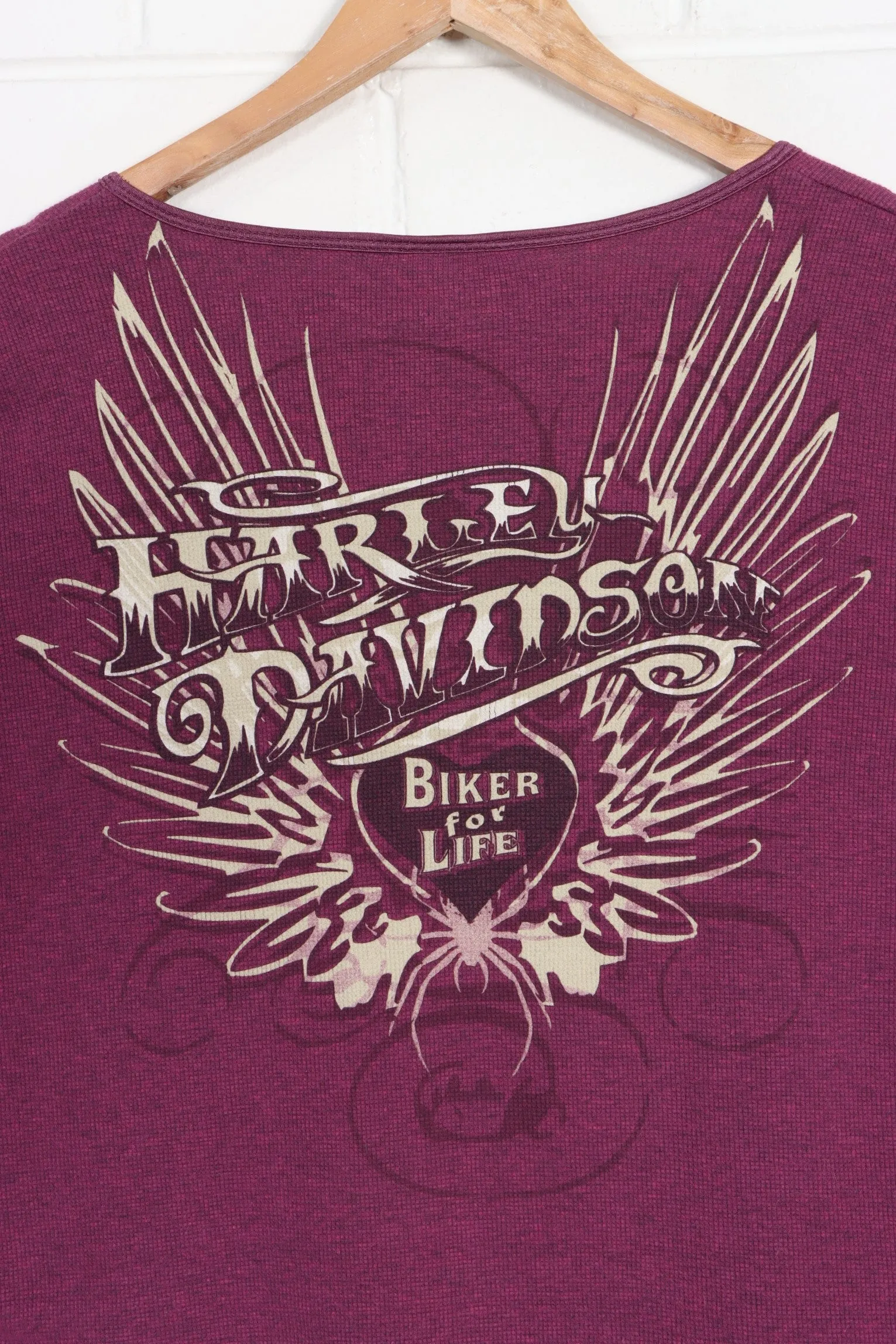 HARLEY DAVIDSON "Biker For Life" Front Back Long Sleeve Tee (Women's XL)