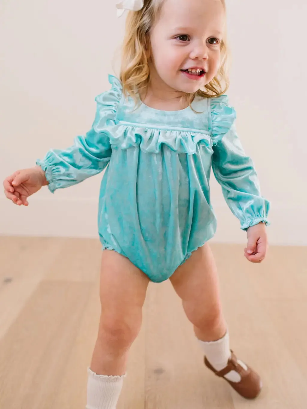 Hayley Romper in Crushed Mint Velvet