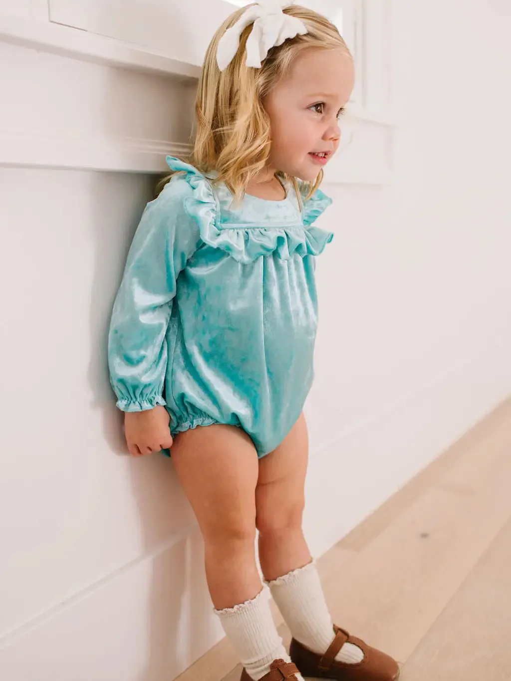 Hayley Romper in Crushed Mint Velvet