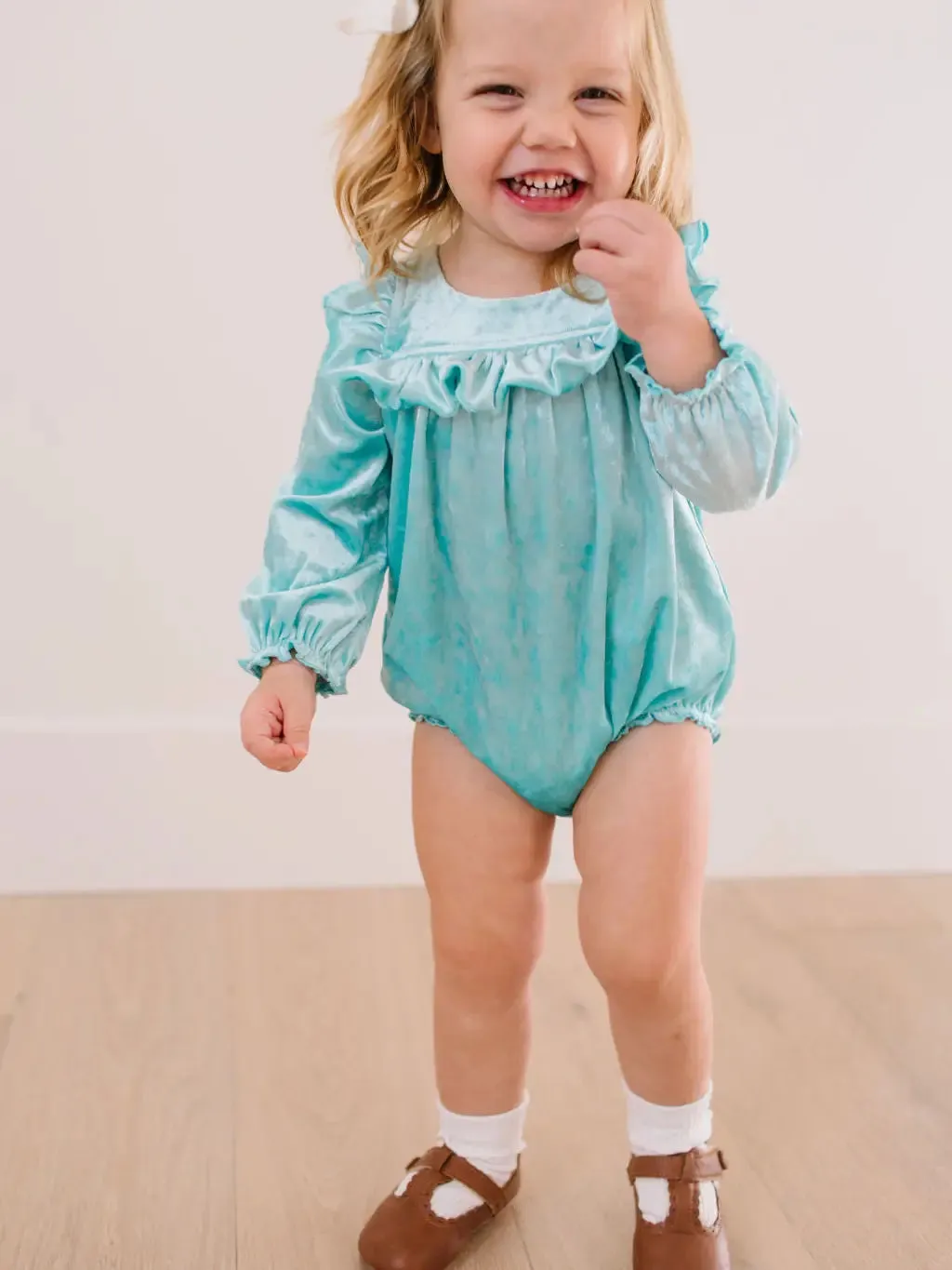 Hayley Romper in Crushed Mint Velvet