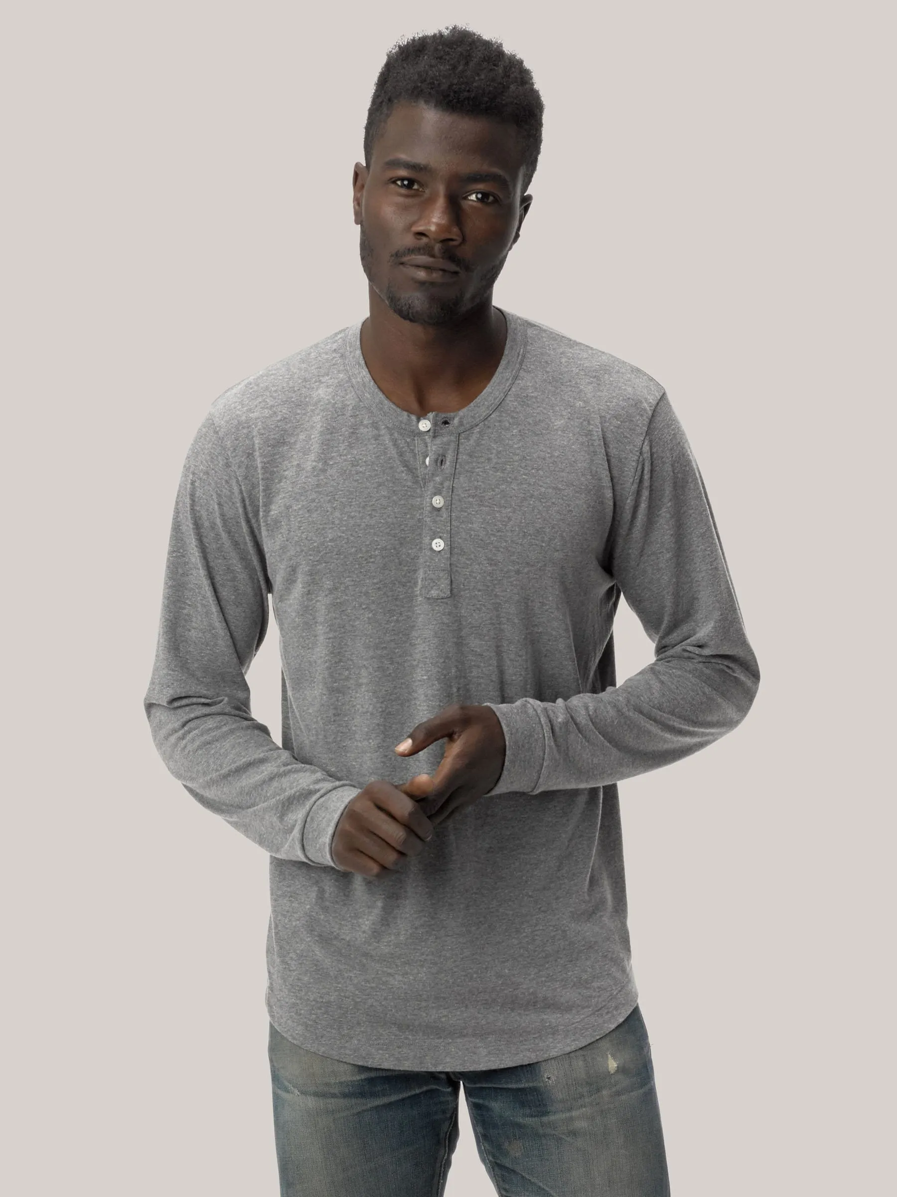 Heather Grey Vintage Tri-Blend Henley