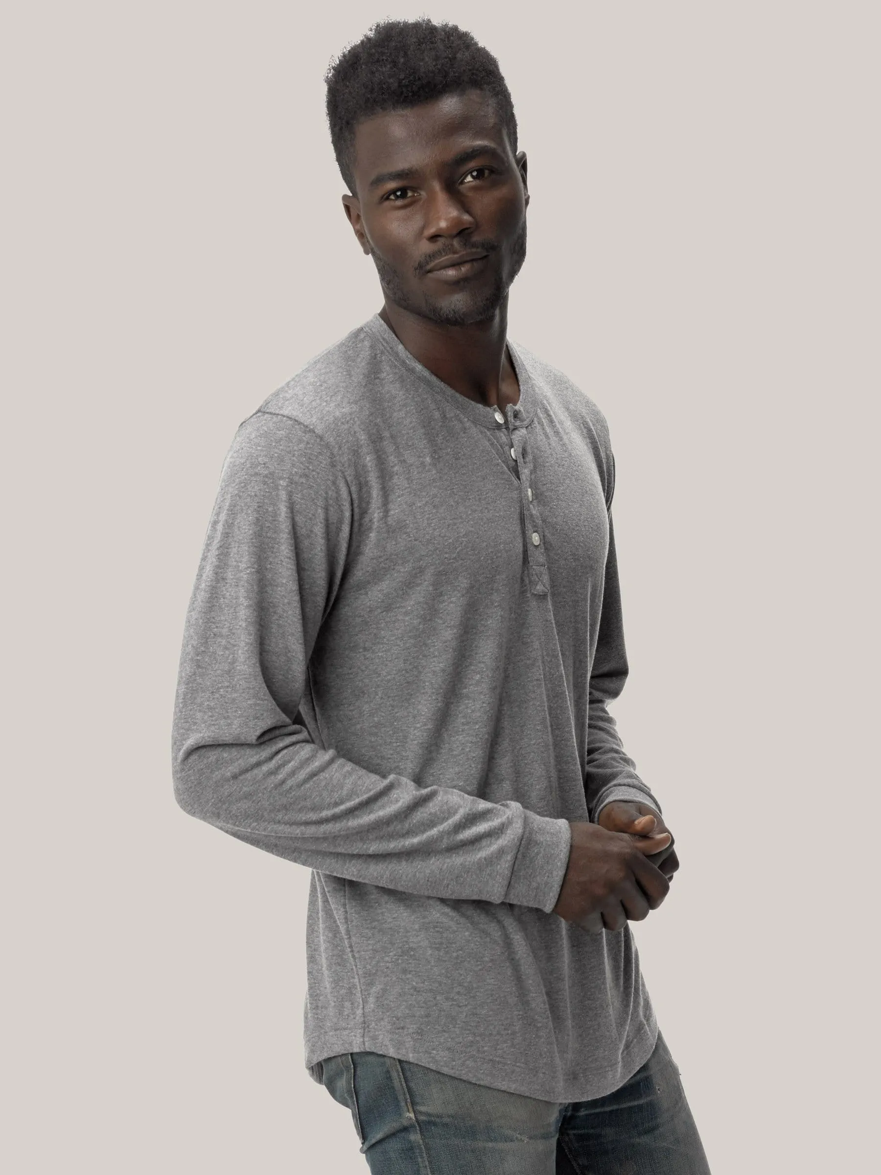Heather Grey Vintage Tri-Blend Henley