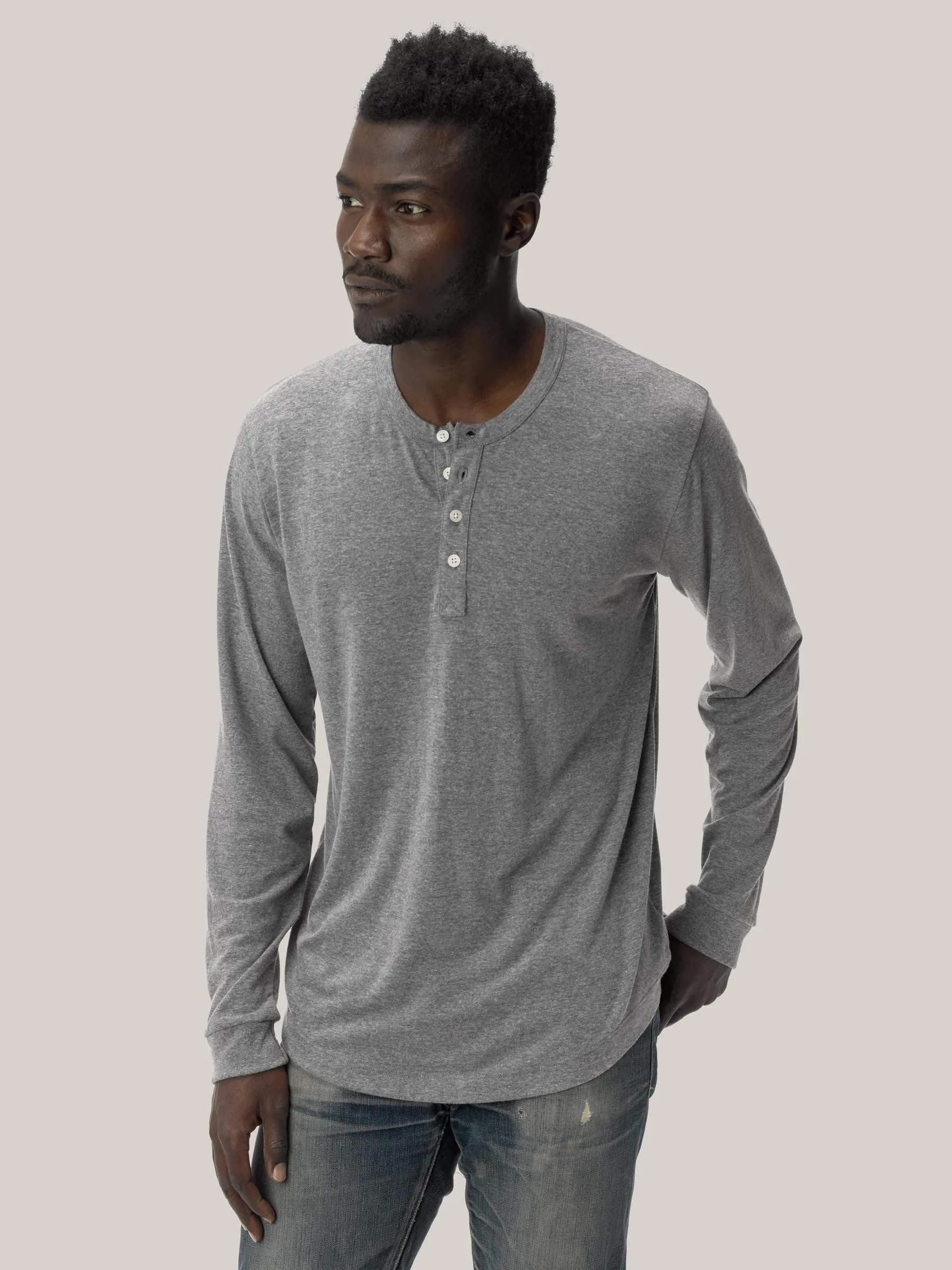 Heather Grey Vintage Tri-Blend Henley
