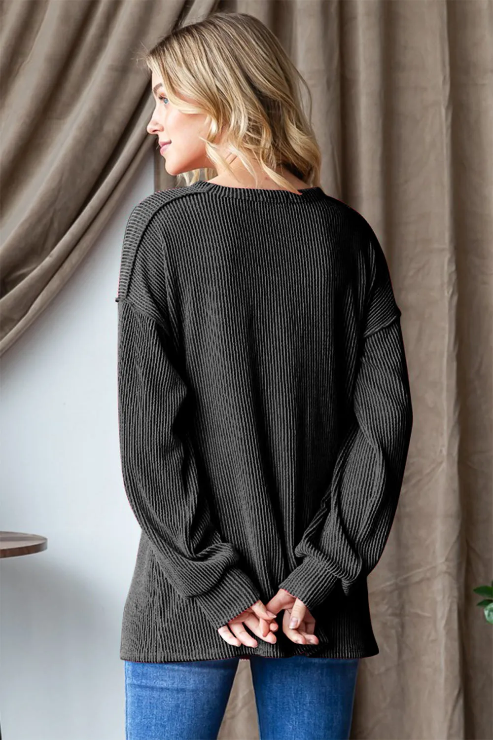 Heimish Be Merry Ribbed Long Sleeve T-Shirt