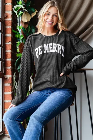 Heimish Be Merry Ribbed Long Sleeve T-Shirt