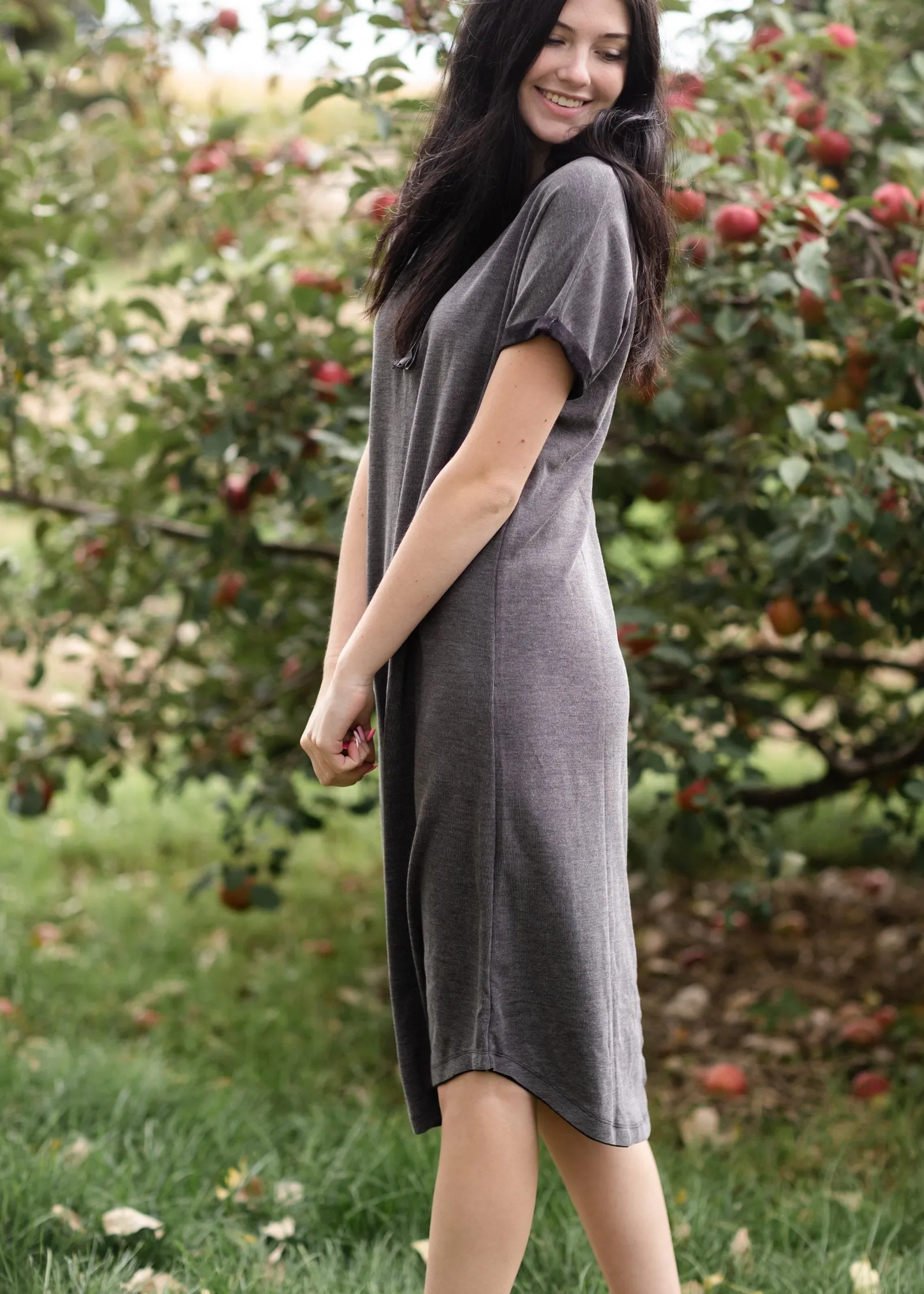 Henley Button Up T-Shirt Midi Dress - FINAL SALE