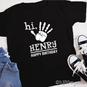 Hi Five Handprint 5th Birthday Shirt Personalized