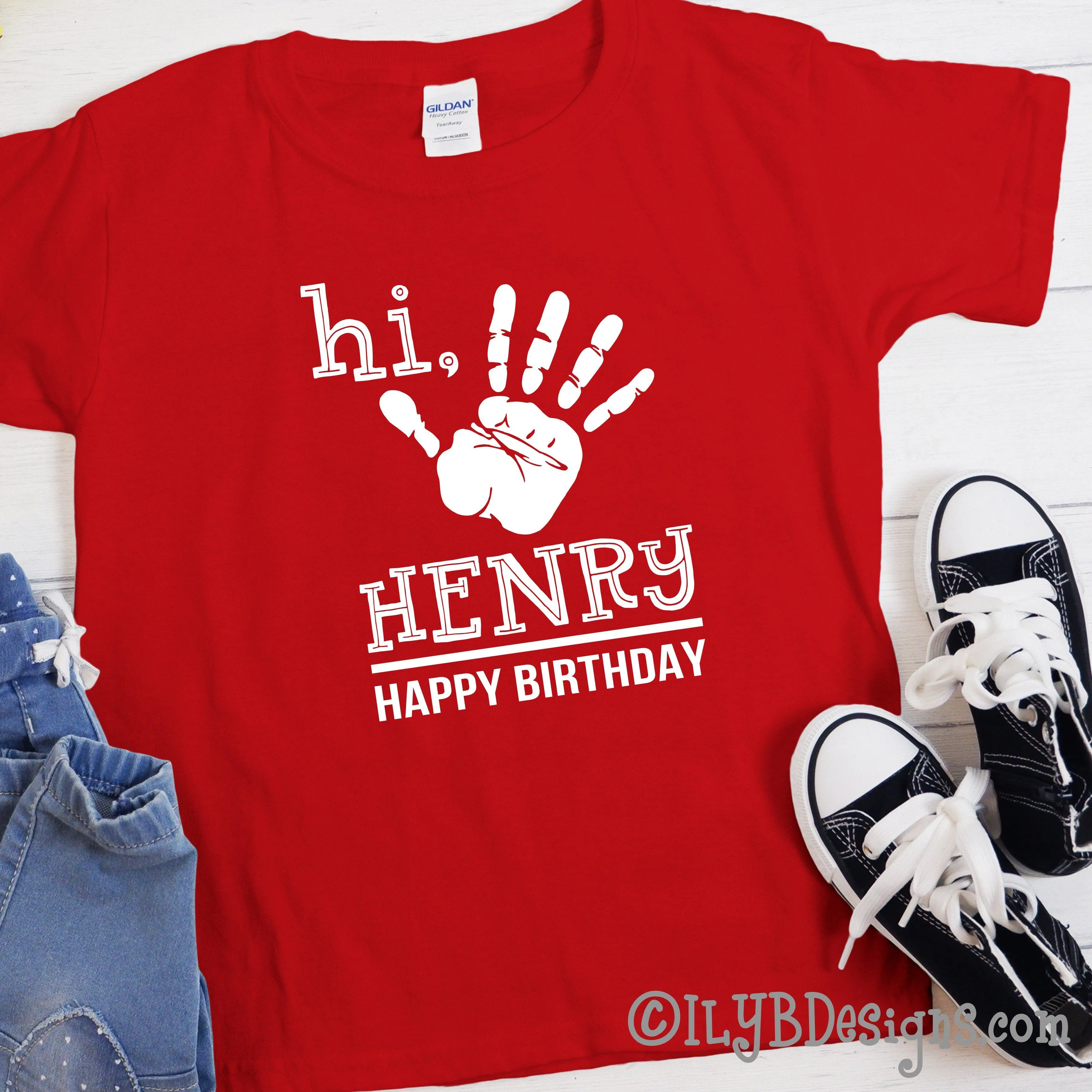 Hi Five Handprint 5th Birthday Shirt Personalized