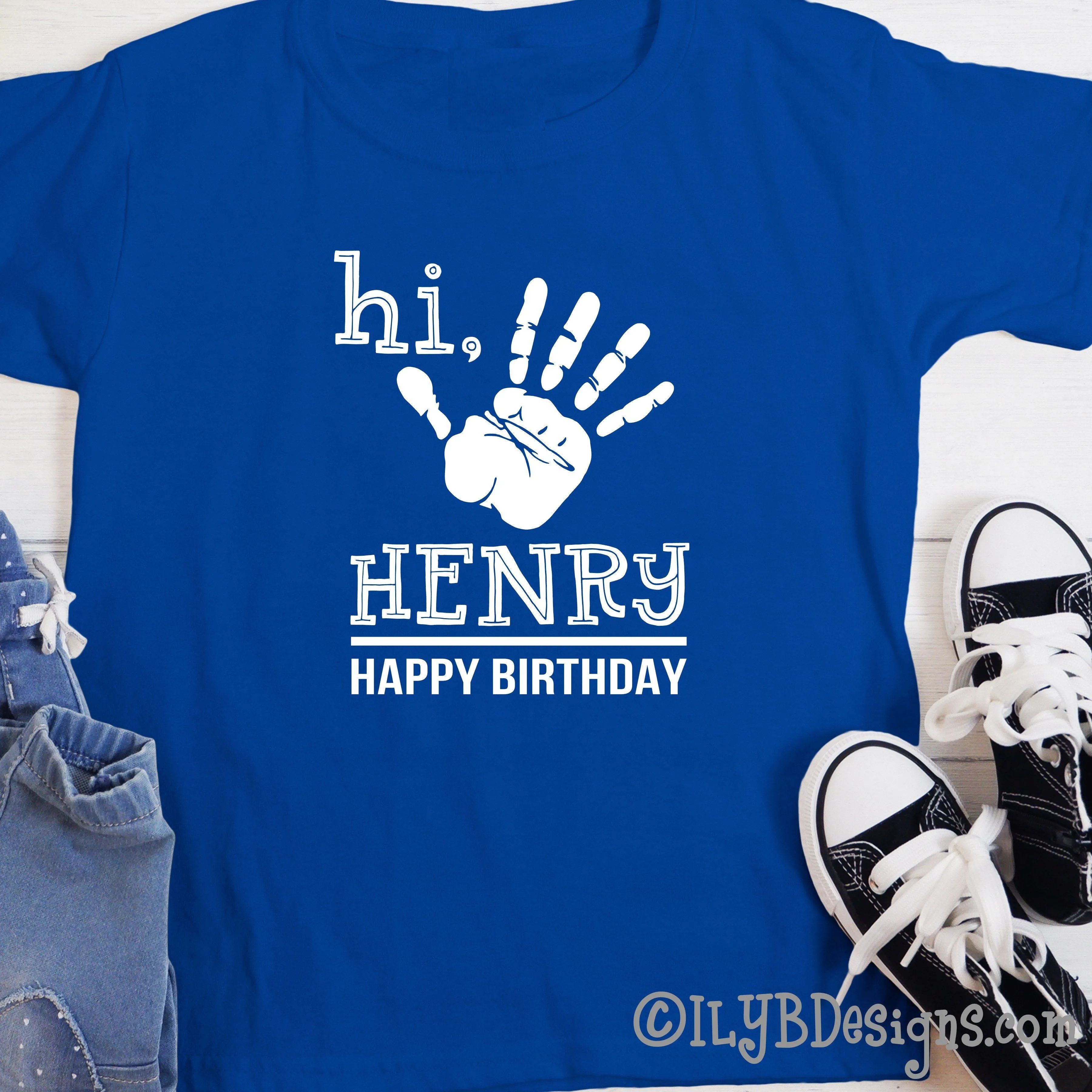 Hi Five Handprint 5th Birthday Shirt Personalized