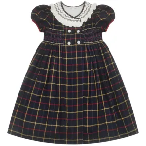 Holly Navy Smocked Tartan Dress