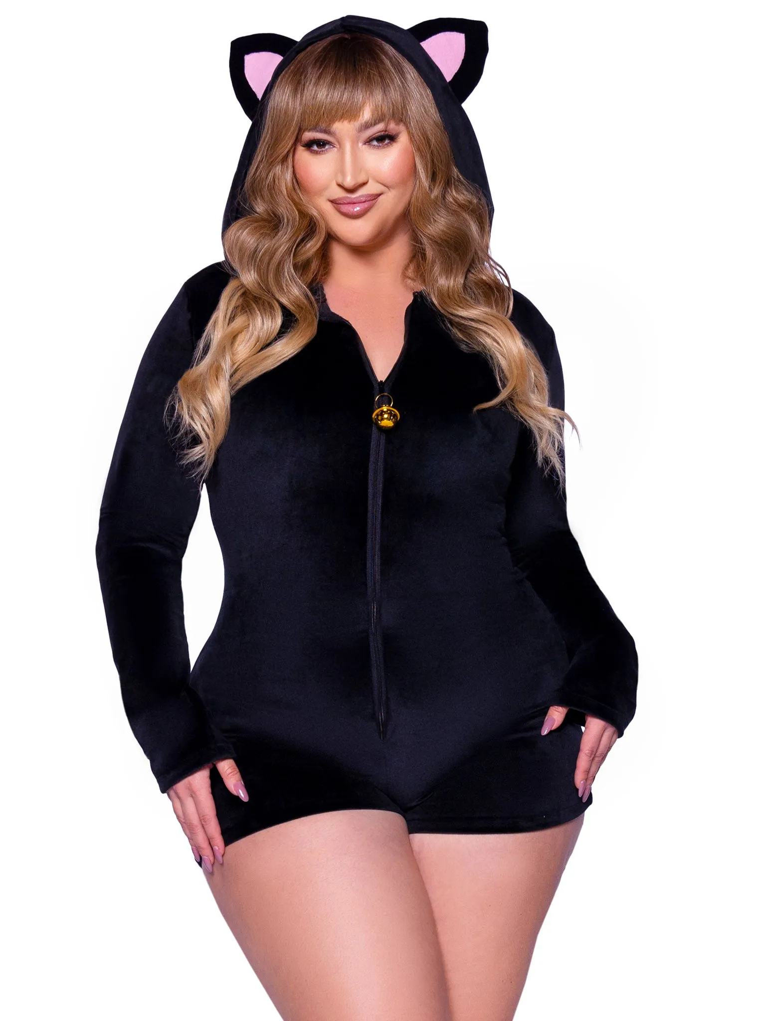 Hooded Black Cat Romper with Tail