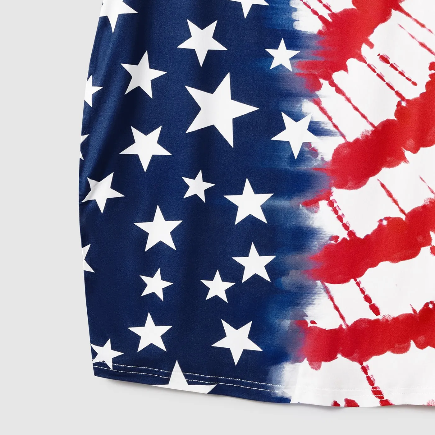 Independence Day Mommy and Me Star & Striped Spliced Short-sleeve Drawstring Ruched Bodycon T-shirt Dresses