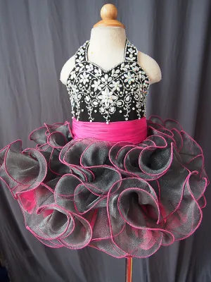 Infant/toddler/baby/children/kids Girl's Black Pageant Dress 1-4T G073