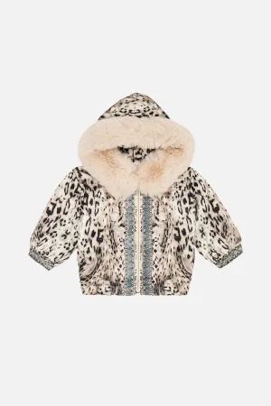 KIDS REVERSIBLE PUFFER WITH REMOVABLE FUR TRIM  12-14 SNOW WHISPERS