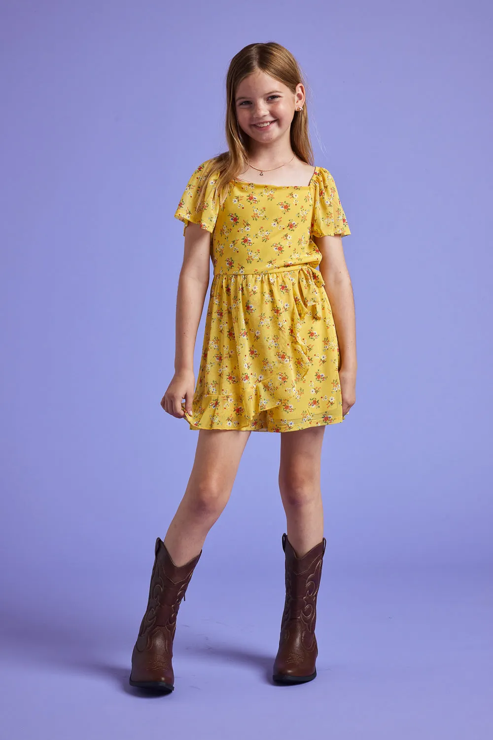 Kids Yellow Power Mesh Romper